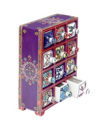 Signes Grimalt  By Sigris - Especiero con 12 Cajones  Decoracion | Cajas Y Joyeros Lila - 29x11x22 cm