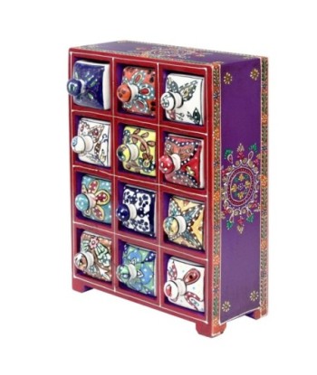 Signes Grimalt  By Sigris - Especiero con 12 Cajones  Decoracion | Cajas Y Joyeros Lila - 29x11x22 cm