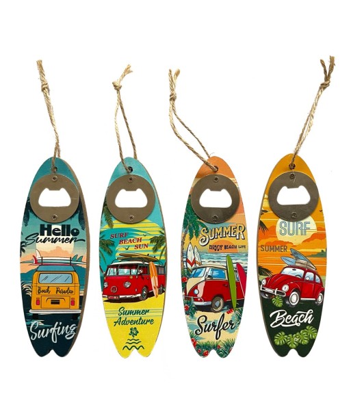 Abridor de Botellas Original en Forma de Tabla de Surf con 4 Diseños Únicos para Fiestas y Regalos Divertidos