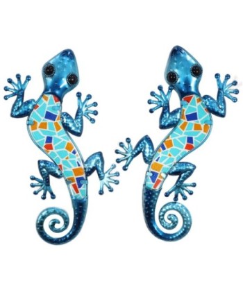 Signes Grimalt By SIGRIS - Adorno Pared Lagartija 2Uni. Azul de Metal Y Cristal | Figura de Lagarto Figuras De