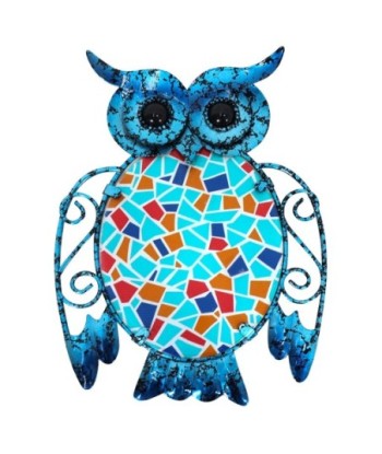 Signes Grimalt By SIGRIS - Adorno Pared Búho Azul de Metal Y Cristal | Figura de Búho Figuras De Resina Para Jardin