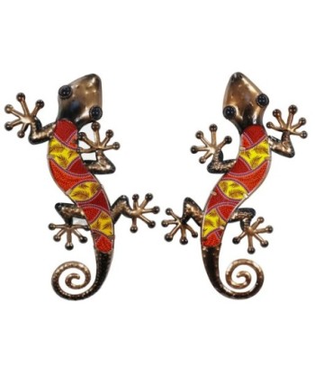 Signes Grimalt By SIGRIS - Adorno Pared Lagartija 2U Rojo de Metal Y Cristal | Figura de Lagarto Figuras De Resina