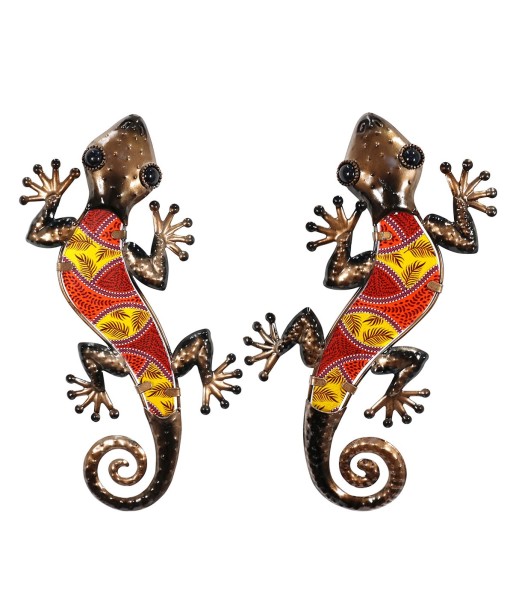 Signes Grimalt By SIGRIS - Adorno Pared Lagartija 2U Rojo de Metal Y Cristal | Figura de Lagarto Figuras De Resina