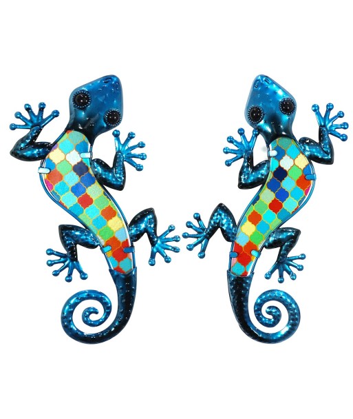 Signes Grimalt By SIGRIS - Adorno Pared Lagartija 2U Azul de Metal Y Cristal | Figura de Lagarto Figuras De Resina