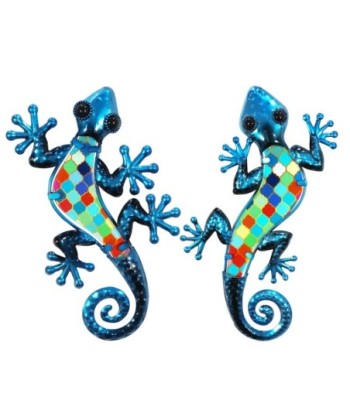 Signes Grimalt By SIGRIS - Adorno Pared Lagartija 2U Azul de Metal Y Cristal | Figura de Lagarto Figuras De Resina