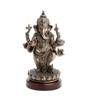 By Sigris - Figura Ganesha en loto Dorado de Resina | Figura de Persona Figuras De Resina Para Jardin Figura Resina