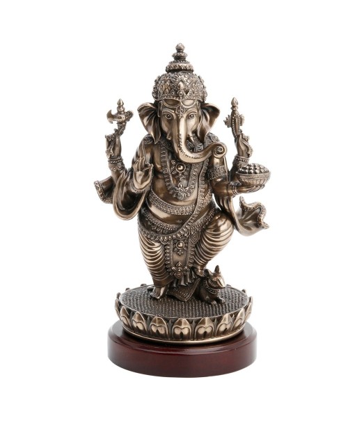 By Sigris - Figura Ganesha en loto Dorado de Resina | Figura de Persona Figuras De Resina Para Jardin Figura Resina