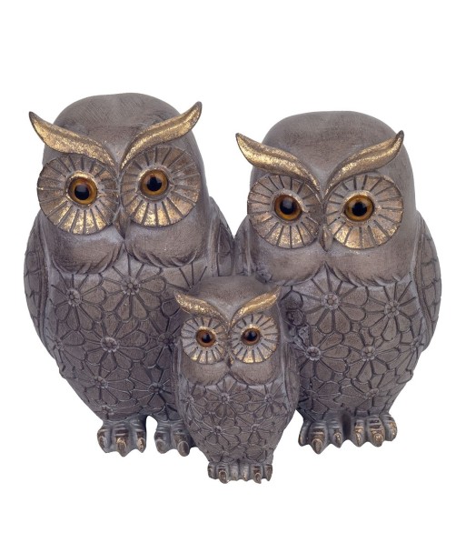 Signes Grimalt By SIGRIS - Figura 3 Buhos Gris de Resina | Figura de Búho Figuras De Resina Para Jardin Figura
