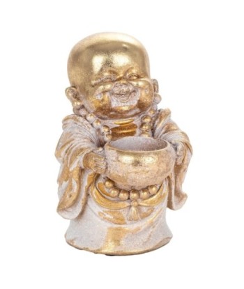 Signes Grimalt By SIGRIS - Figura Monje con Cuenco Dorado de Resina | Figura de Buda Figuras De Resina Para Jardin