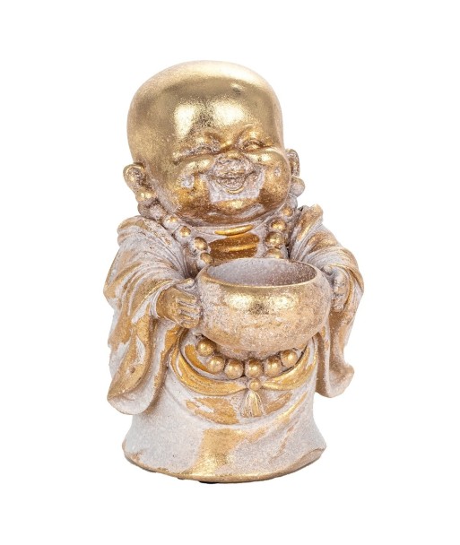 Signes Grimalt By SIGRIS - Figura Monje con Cuenco Dorado de Resina | Figura de Buda Figuras De Resina Para Jardin