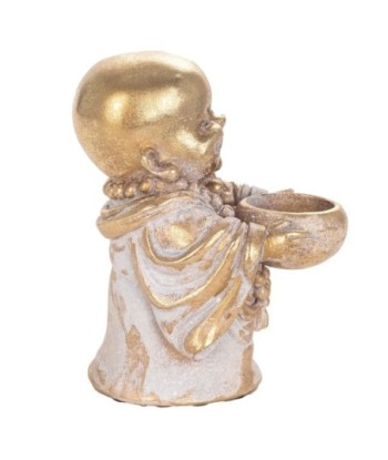 Signes Grimalt By SIGRIS - Figura Monje con Cuenco Dorado de Resina | Figura de Buda Figuras De Resina Para Jardin