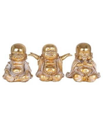 Signes Grimalt By SIGRIS - Figura Monje 3 Unidades Dorado de Resina | Figura de Buda Figuras De Resina Para Jardin