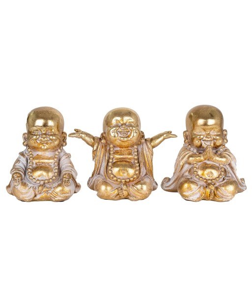 Signes Grimalt By SIGRIS - Figura Monje 3 Unidades Dorado de Resina | Figura de Buda Figuras De Resina Para Jardin