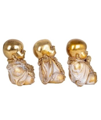 Signes Grimalt By SIGRIS - Figura Monje 3 Unidades Dorado de Resina | Figura de Buda Figuras De Resina Para Jardin