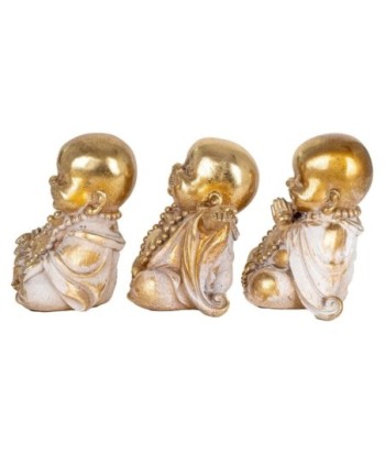 Signes Grimalt By SIGRIS - Figura Monje 3 Unidades Dorado de Resina | Figura de Buda Figuras De Resina Para Jardin