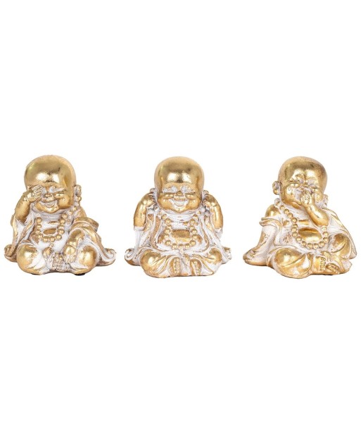 Signes Grimalt By SIGRIS - Figura Monje 3 Unidades Dorado de Resina | Figura de Buda Figuras De Resina Para Jardin