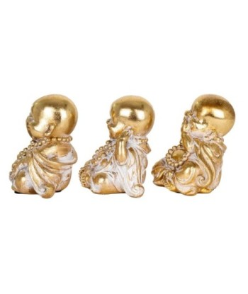 Signes Grimalt By SIGRIS - Figura Monje 3 Unidades Dorado de Resina | Figura de Buda Figuras De Resina Para Jardin
