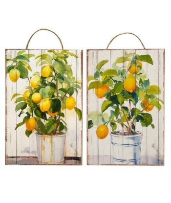 Adorno Pared Limones Decorativo de Madera para Jardín - Placas de Diseño Único para Decoración Interior y Exterior