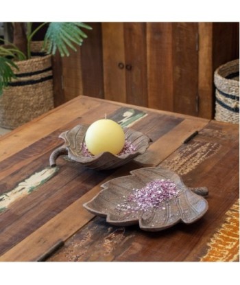 Signes Grimalt By SIGRIS - Plato Hoja Gris de Resina | Plato Decoracion Mesa Salon Decoracion Boho cm