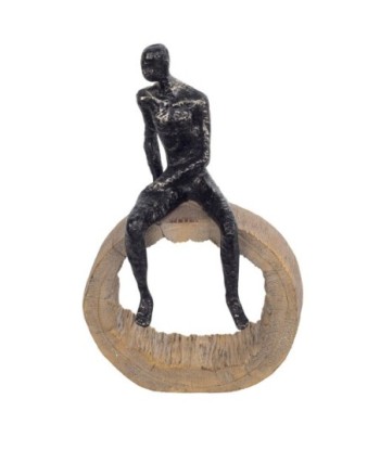 Signes Grimalt By SIGRIS - Figura Hombre En Roca Negro de Resina | Figura de persona Figuras De Resina Para Jardin