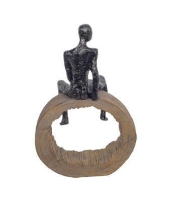 Signes Grimalt By SIGRIS - Figura Hombre En Roca Negro de Resina | Figura de persona Figuras De Resina Para Jardin