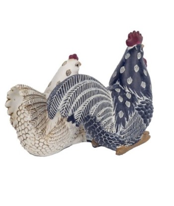 Signes Grimalt By SIGRIS - Figura Dos Gallinas Blanco de Resina | Figura de Gallina Figuras De Resina Para Jardin