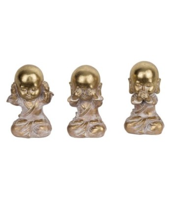 Signes Grimalt By SIGRIS - Figura Monje 3 Unidades Dorado de Resina | Figura de Buda Figuras De Resina Para Jardin