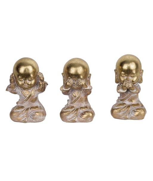 Signes Grimalt By SIGRIS - Figura Monje 3 Unidades Dorado de Resina | Figura de Buda Figuras De Resina Para Jardin