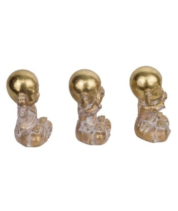 Signes Grimalt By SIGRIS - Figura Monje 3 Unidades Dorado de Resina | Figura de Buda Figuras De Resina Para Jardin