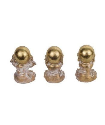 Signes Grimalt By SIGRIS - Figura Monje 3 Unidades Dorado de Resina | Figura de Buda Figuras De Resina Para Jardin