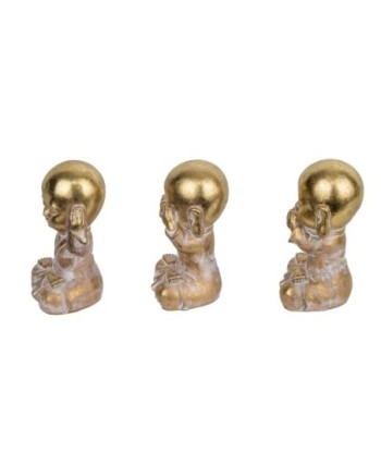 Signes Grimalt By SIGRIS - Figura Monje 3 Unidades Dorado de Resina | Figura de Buda Figuras De Resina Para Jardin