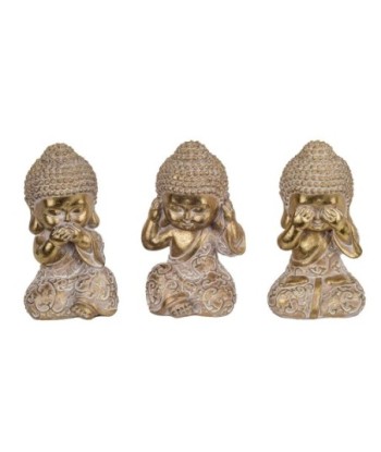 Signes Grimalt By SIGRIS - Figura Buda 3 Uni. Dorado de Resina | Figura de Buda Figuras De Resina Para Jardin