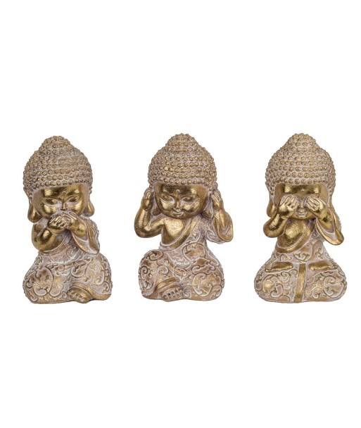 Signes Grimalt By SIGRIS - Figura Buda 3 Uni. Dorado de Resina | Figura de Buda Figuras De Resina Para Jardin