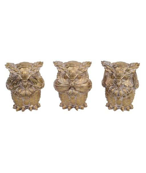 Signes Grimalt By SIGRIS - Figura buho 3 Uni. Dorado de Resina | Figura de Búho Figuras De Resina Para Jardin