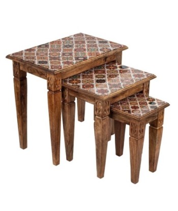 Signes Grimalt  By Sigris - Mesas Hidráulico Pack 3 Unidades Muebles | Mueble Auxiliar Marrón - 54x35x55 cm