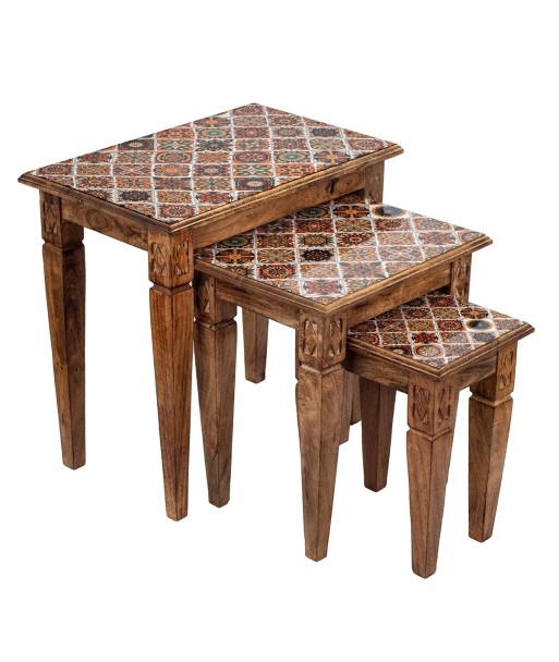 Signes Grimalt  By Sigris - Mesas Hidráulico Pack 3 Unidades Muebles | Mueble Auxiliar Marrón - 54x35x55 cm