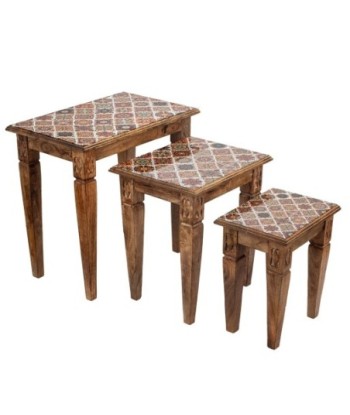Signes Grimalt  By Sigris - Mesas Hidráulico Pack 3 Unidades Muebles | Mueble Auxiliar Marrón - 54x35x55 cm