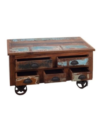 Signes Grimalt By SIGRIS - Mesita con 5 Cajones Marrón de Madera | Mueble Auxiliar Aparador Industrial Aparador