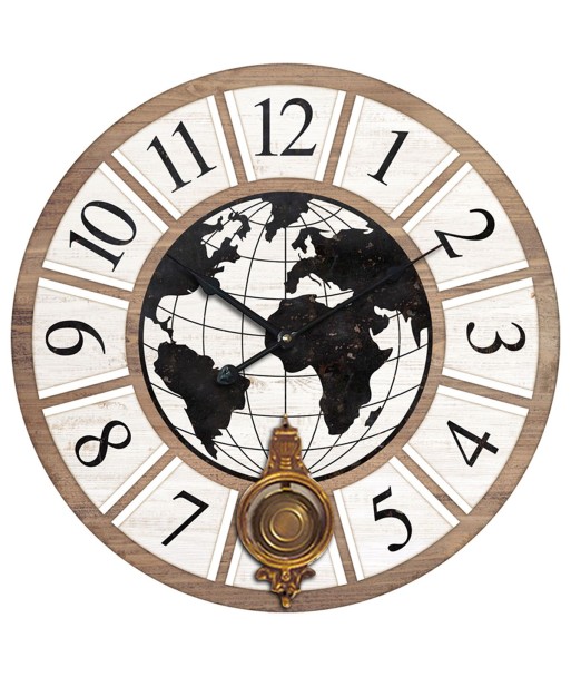Signes Grimalt By SIGRIS - Reloj Pared Mapamundi Blanco de Mdf | Reloj Reloj Vintage Pared Reloj Pared Vintage
