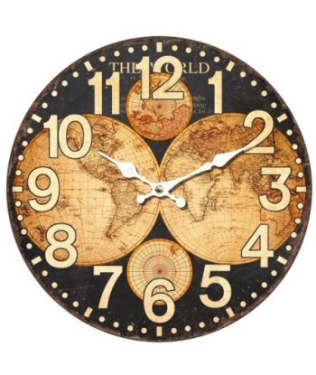 Signes Grimalt By SIGRIS - Reloj Pared Mapamundi Marrón de Mdf | Reloj Reloj Vintage Pared Reloj Pared Vintage