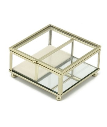 Signes Grimalt By SIGRIS - Joyero organizador Dorado de Cristal Vidrio | Caja Mueble Almacenamiento Caja De Almacenamiento
