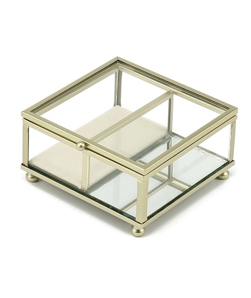 Signes Grimalt By SIGRIS - Joyero organizador Dorado de Cristal Vidrio | Caja Mueble Almacenamiento Caja De Almacenamiento