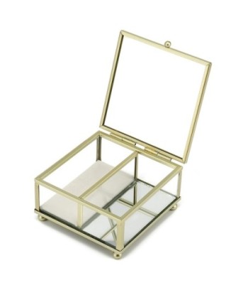 Signes Grimalt By SIGRIS - Joyero organizador Dorado de Cristal Vidrio | Caja Mueble Almacenamiento Caja De Almacenamiento