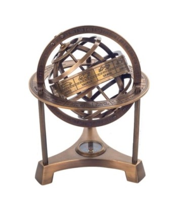 ORIGEN Home Decor - Globo armillary con brújula  Decoracion | Nautico Dorado - 19x14x14 cm