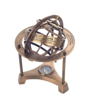 ORIGEN Home Decor - Globo armillary con brújula  Decoracion | Nautico Dorado - 19x14x14 cm
