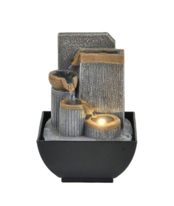 Signes Grimalt By SIGRIS - Fuente Geomantic Gris de Resina | Fuente Budas De La Suerte Buda Suerte 18x13x13cm