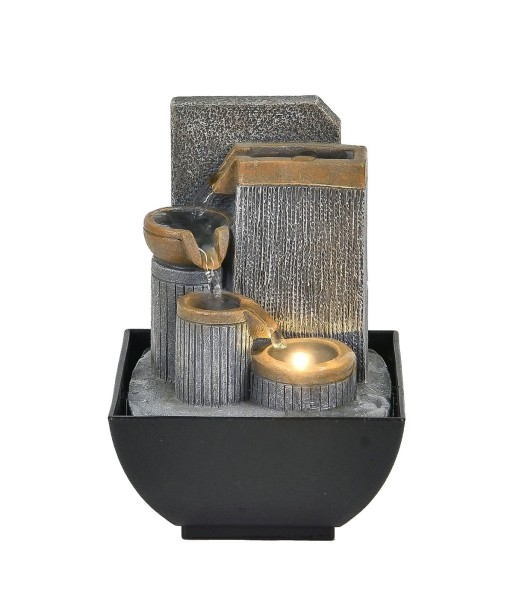 Signes Grimalt By SIGRIS - Fuente Geomantic Gris de Resina | Fuente Budas De La Suerte Buda Suerte 18x13x13cm