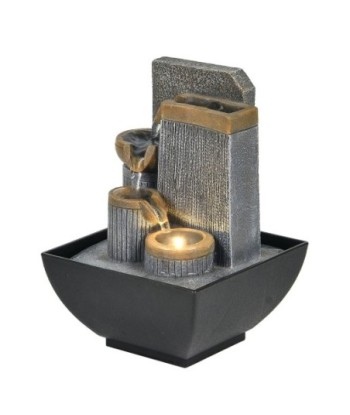 Signes Grimalt By SIGRIS - Fuente Geomantic Gris de Resina | Fuente Budas De La Suerte Buda Suerte 18x13x13cm