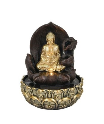 Signes Grimalt By SIGRIS - Fuente buda con luz Dorado de Resina | Fuente Budas De La Suerte Buda Suerte 27x20x20cm