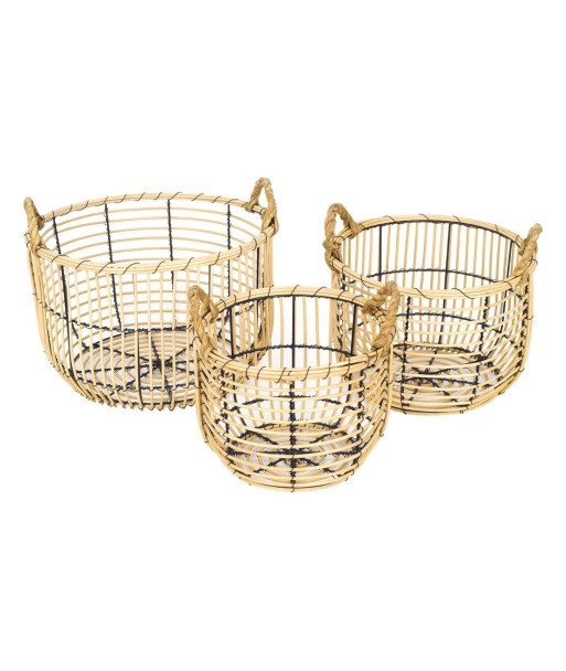 Signes Grimalt By SIGRIS - Cestas 3 Unidades Marrón de Espadaña | Cesta Bandeja Decorativa Mesa Bandeja Mimbre